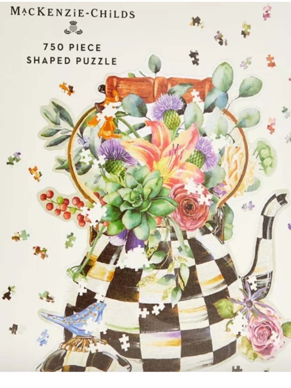 Brand New Mackenzie-Childs Teapot 750 Piece Puzzle Box